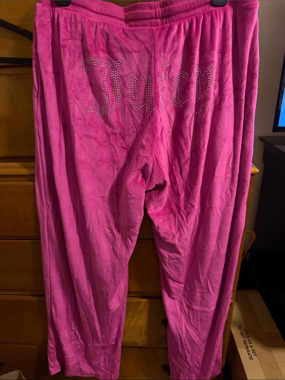 Juicy Couture Hot Pink Velour Rhinestone Logo Pants